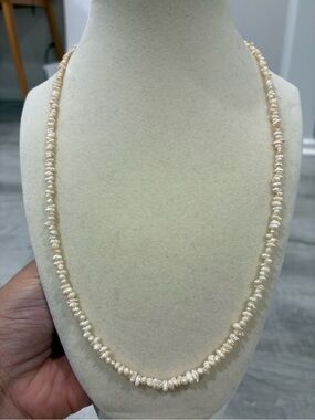 Freshwater Pearl Chip Necklace - Cream Pearlescent - Coastal Beach Vacation